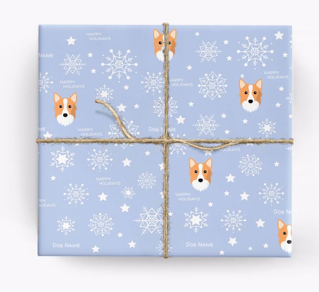 Personalized 'Happy Holidays' Christmas Wrapping Paper with your {breedFullName} icon